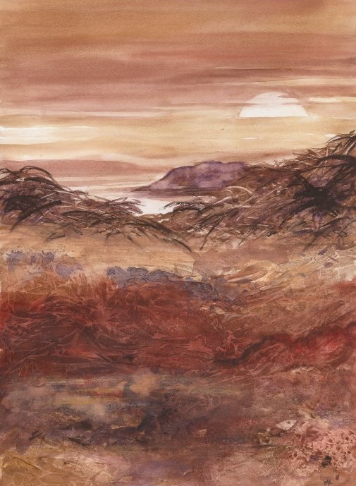 brown landscape mountain sun sky