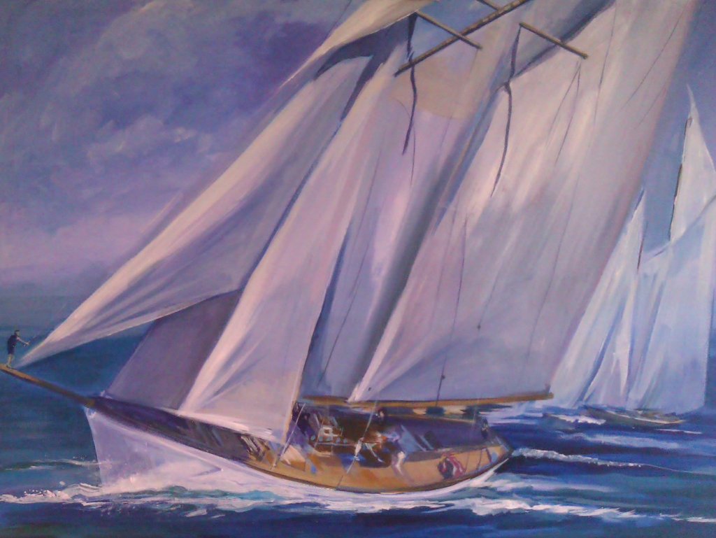 yacht on sea white sails