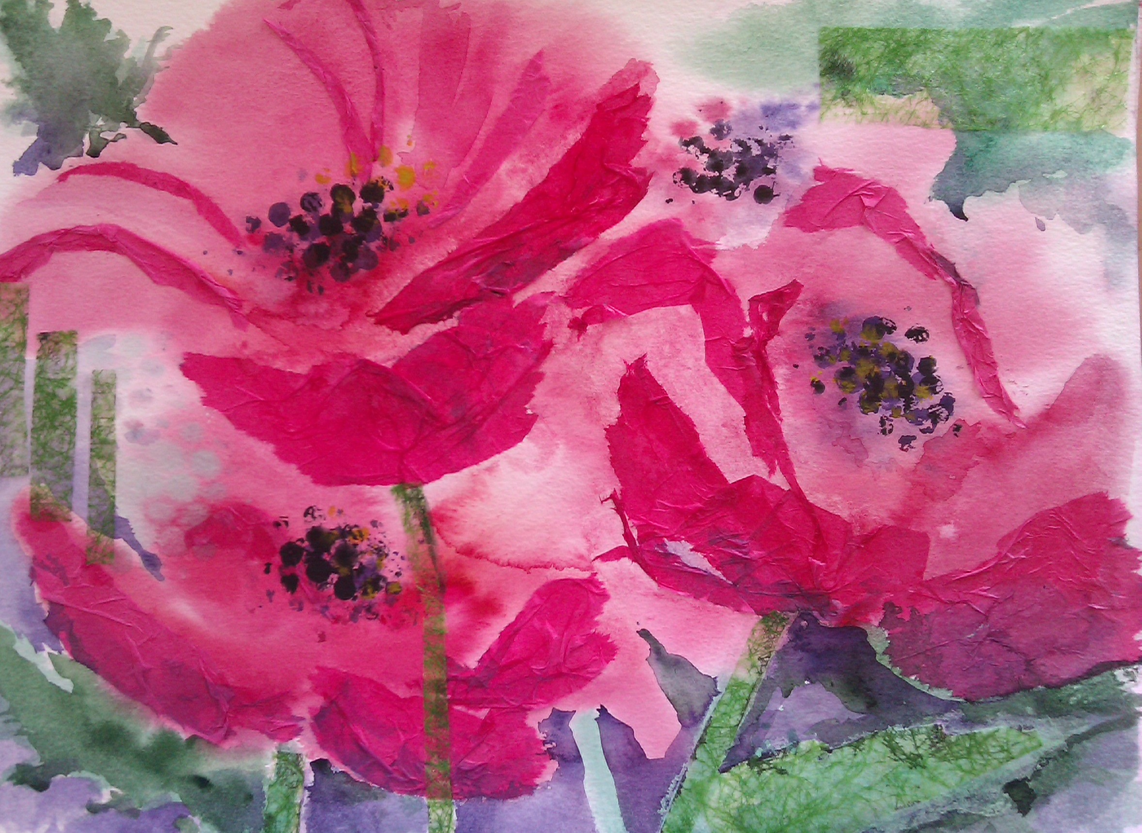 pink flowers on green background