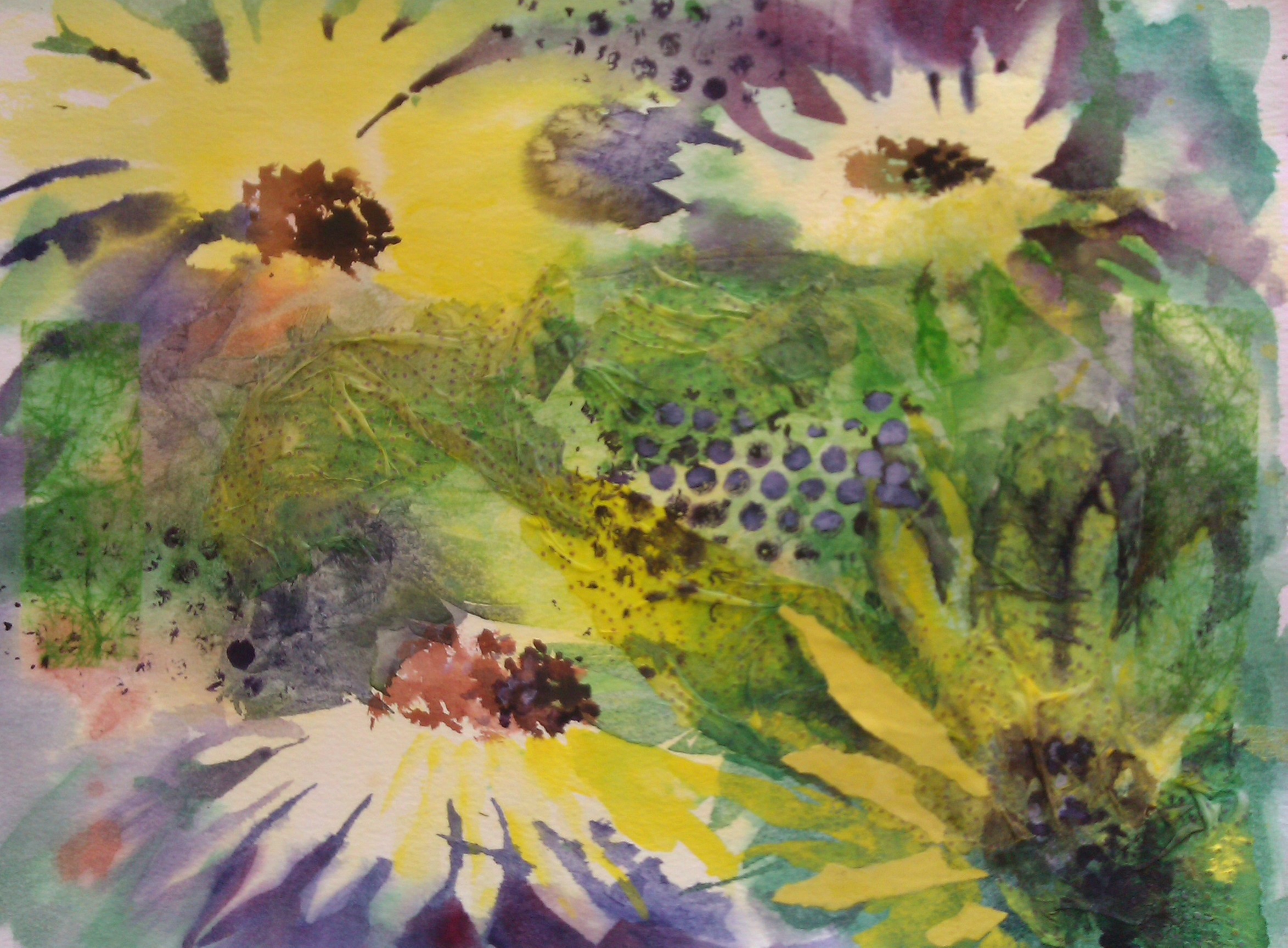 yellow flowers on green background