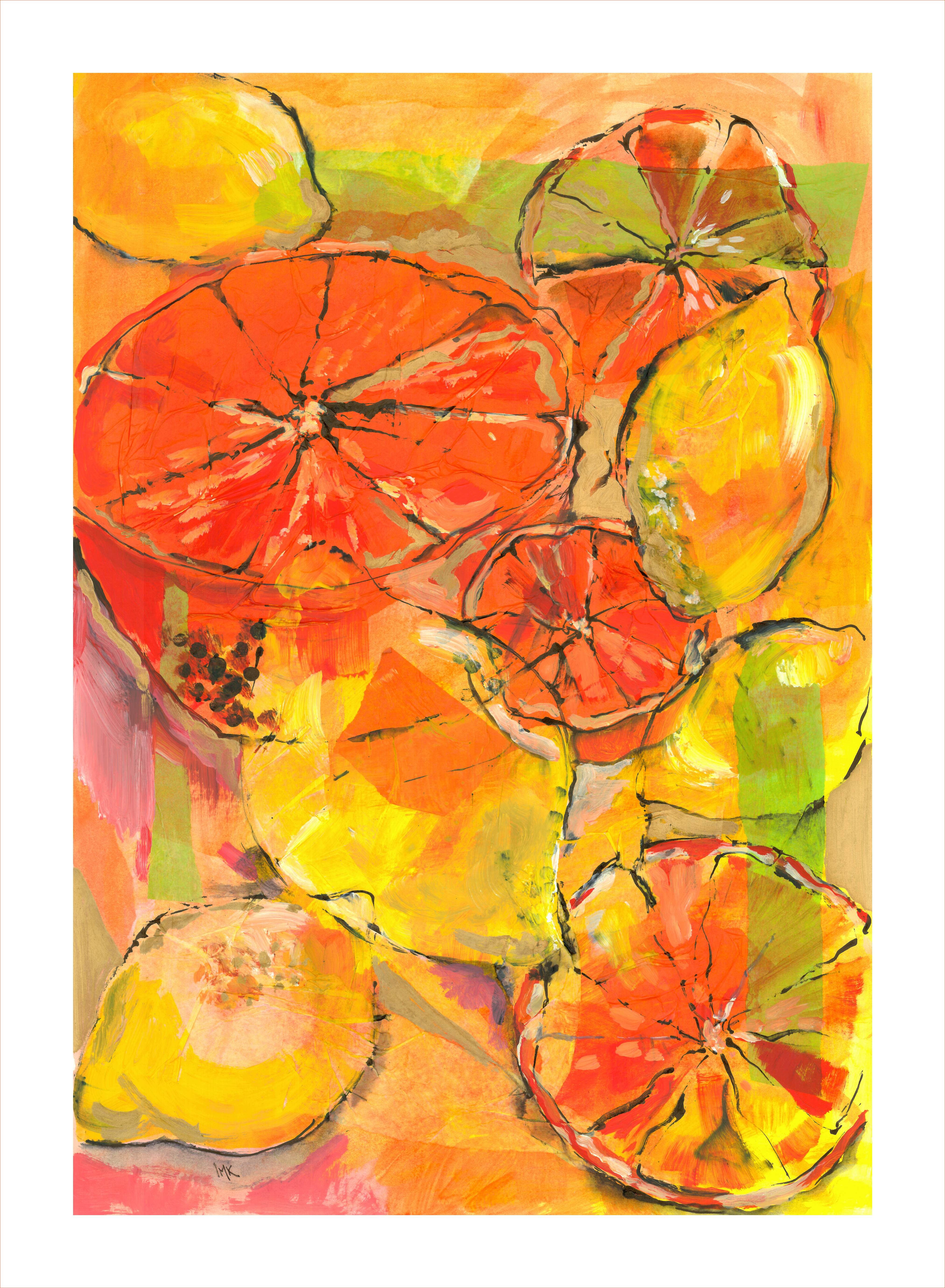yellow orange fruits yellow background